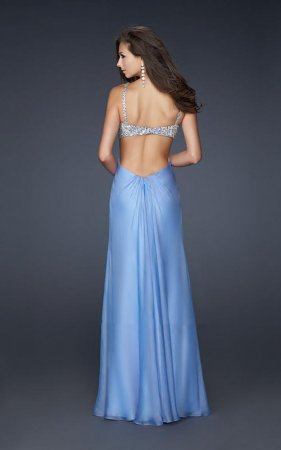 Chiffon Periwinkle Deep V-Neck Long Sequin Ball Gowns